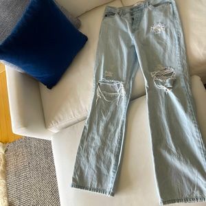Ripped flair light wash jeans